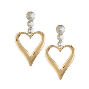 NATASHA 3-Crystal & Heart Drop Earrings